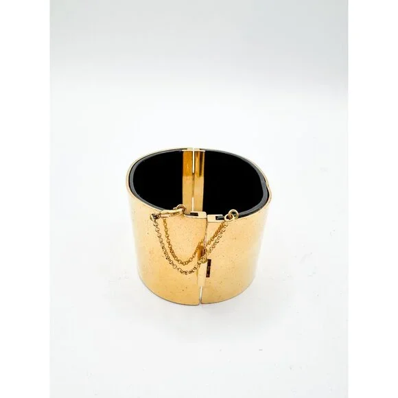 Celine Phoebe Philo Leather Manchette Hinged Bangle Bracelet Size M Italy Pouch - Picture 4 of 13